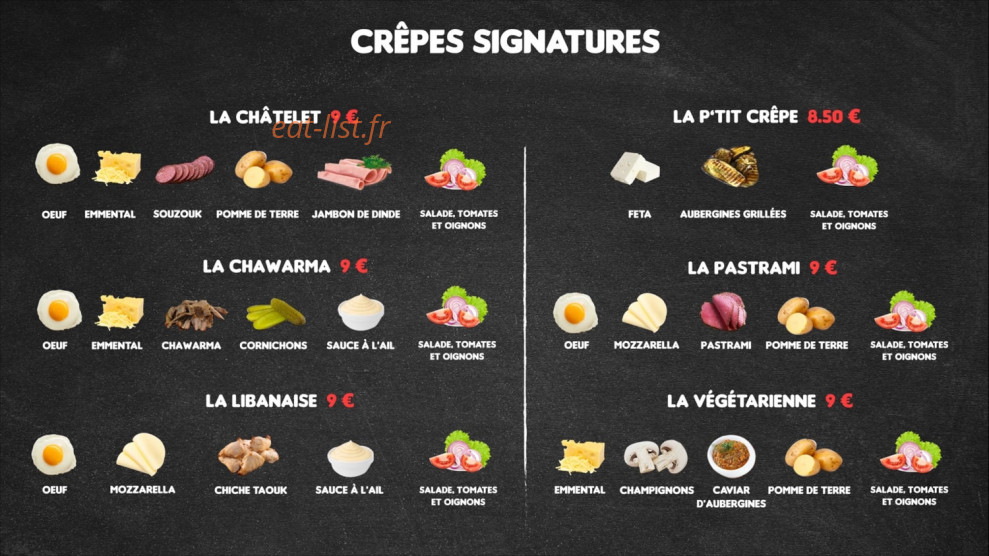 Au P'tit Crêpe — carte page 1
