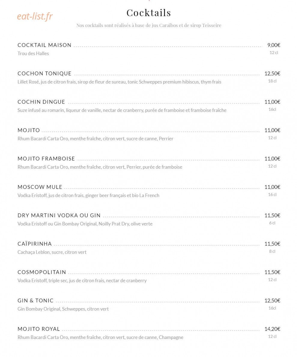 Au Pied de Cochon — carte page 6