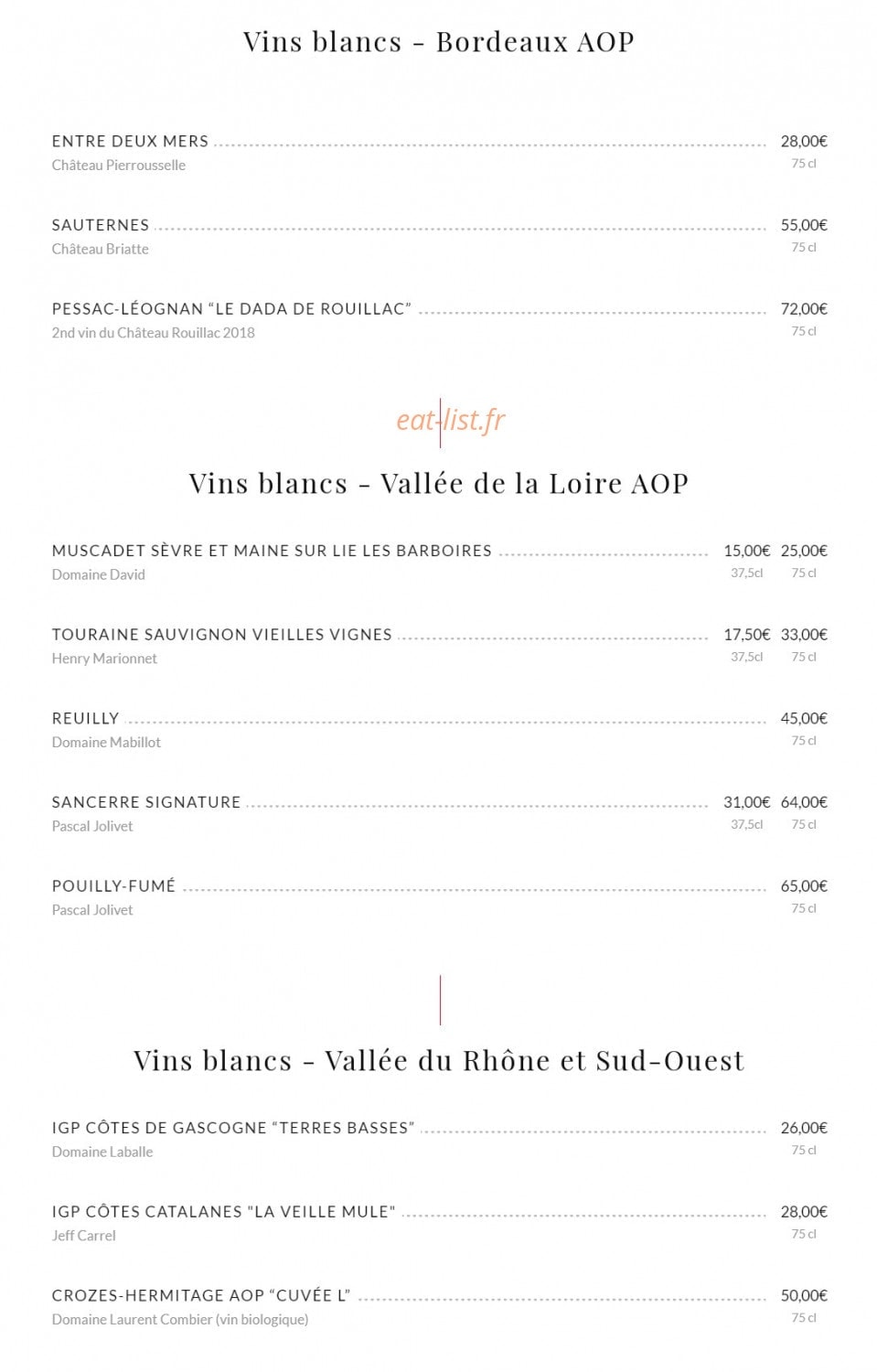 Au Pied de Cochon — carte page 14