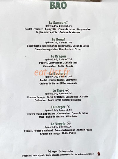 Bao's — carte page 1