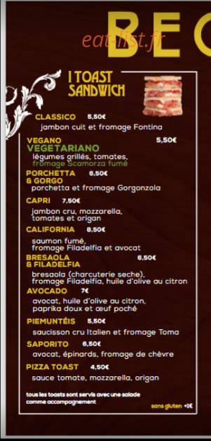 Beccuti Bar — carte page 2