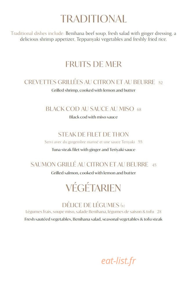 Benihana — carte page 5
