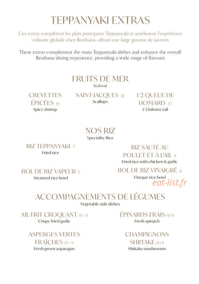 Benihana — carte page 6