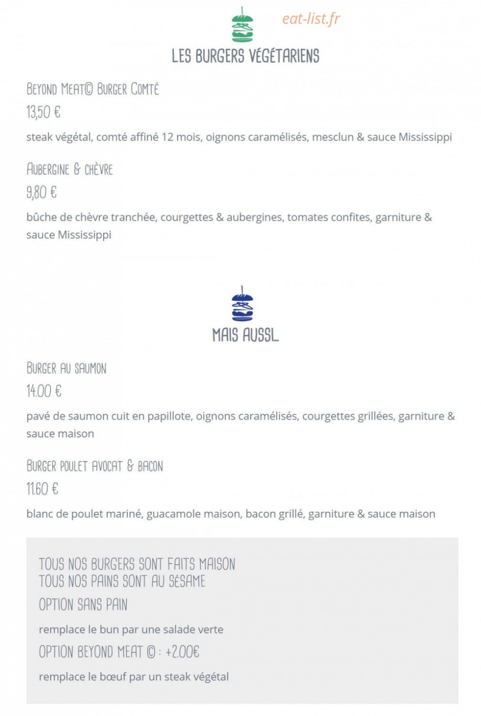 Bistro burger — carte page 2