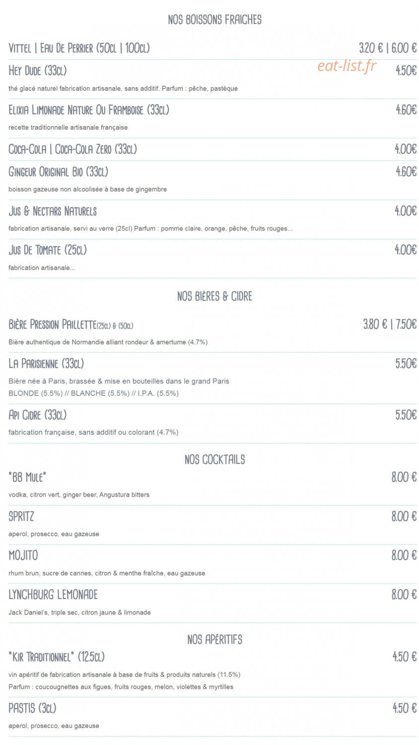 Bistro burger — carte page 6