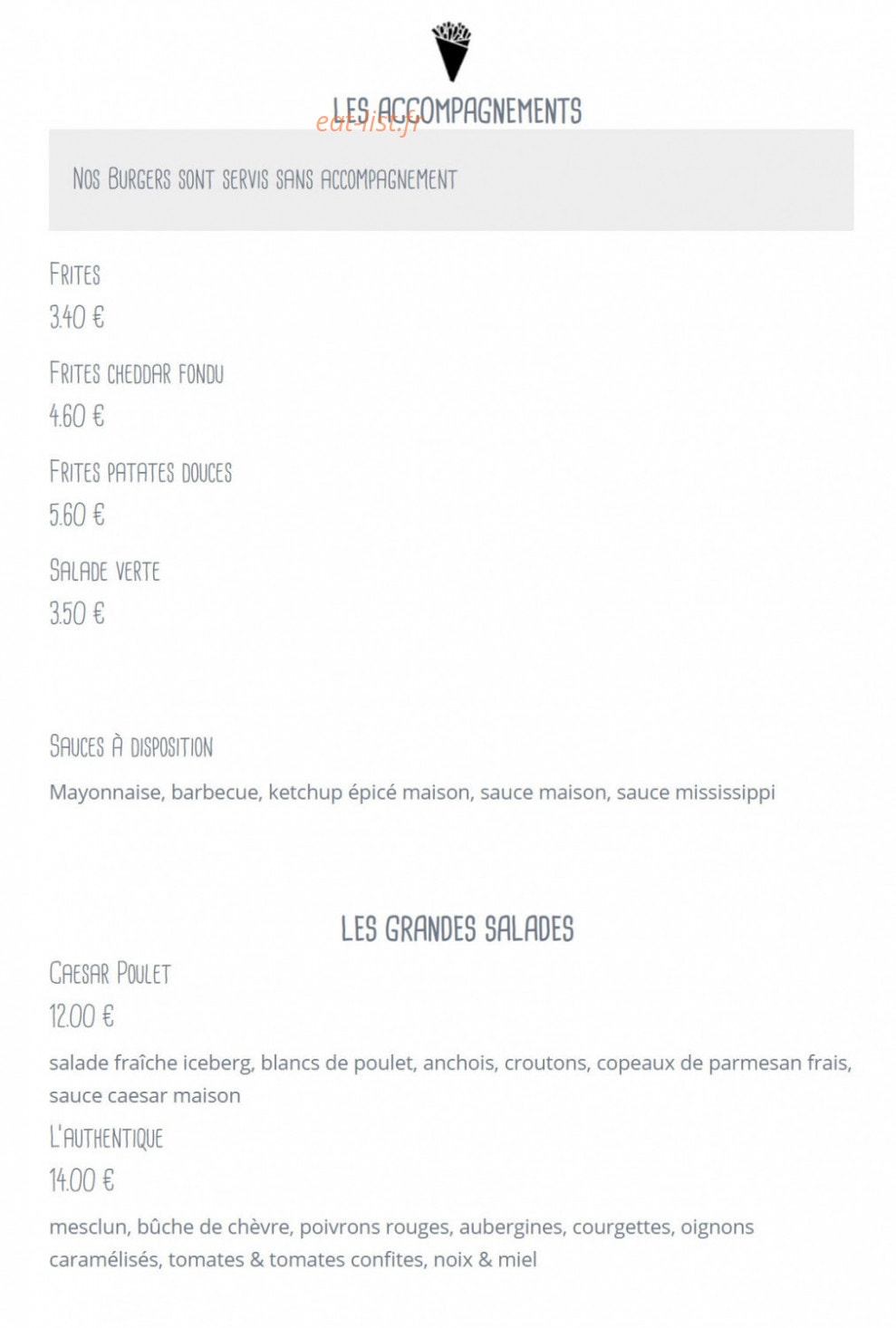Bistro burger — carte page 3