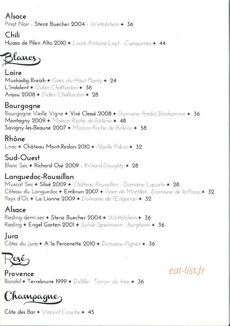 Bistrot Capucine — carte page 2