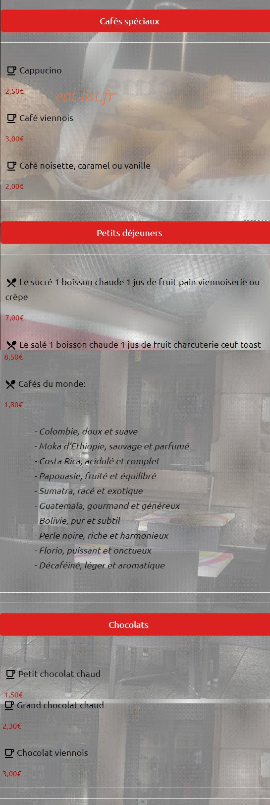Bistrot des délices — carte page 5