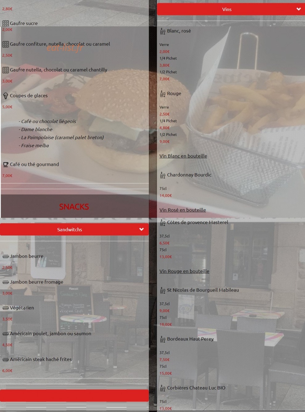 Bistrot des délices — carte page 3