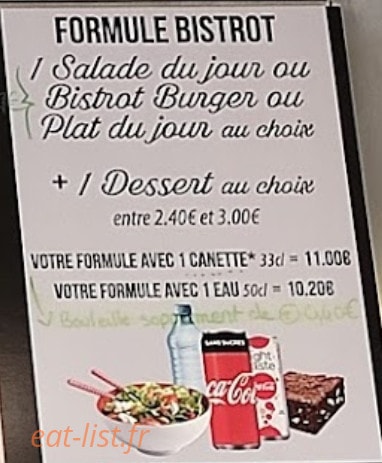Carte et menu de Boulangerie Aux Castelblangeois à Paris 1 — La formule bistrot