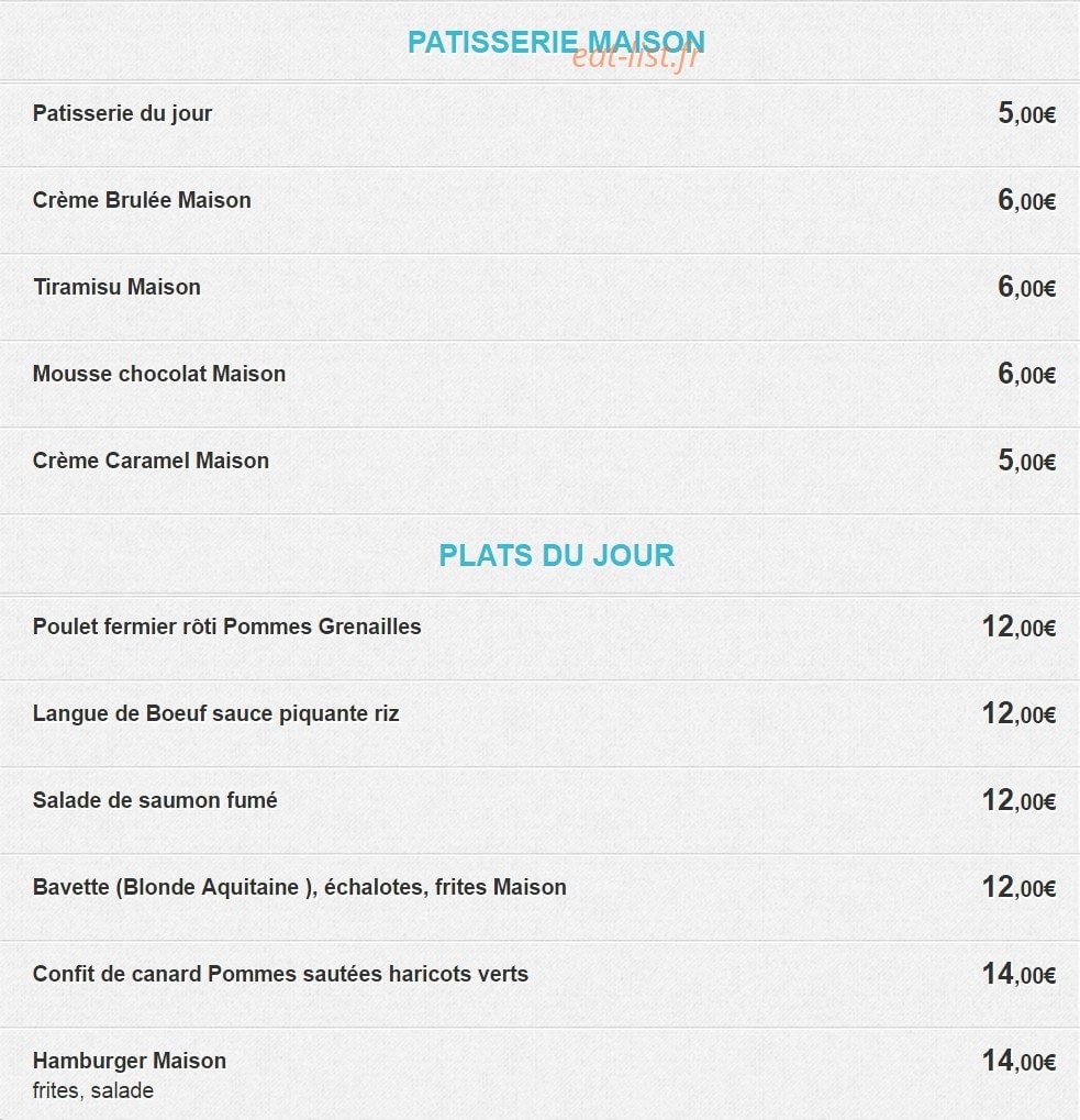 Brasserie De La Bourse — carte page 3
