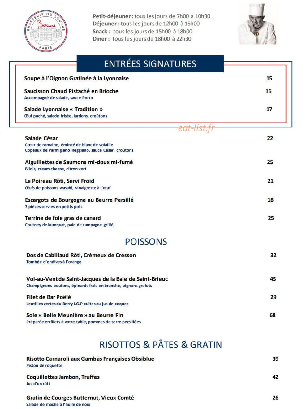 Brasserie du Louvre — carte page 1