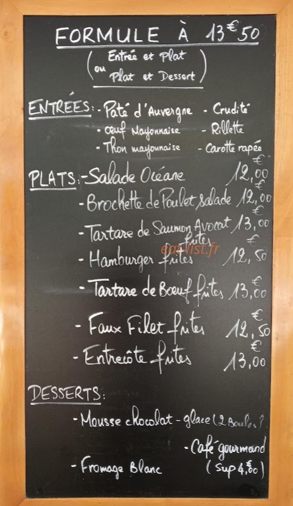 Brasserie du Roule — carte page 1