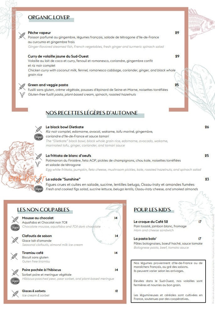 Café 52 — carte page 15