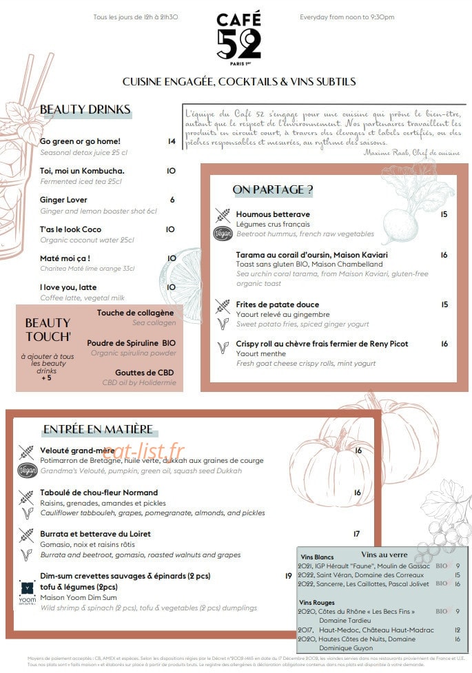 Café 52 — carte page 14