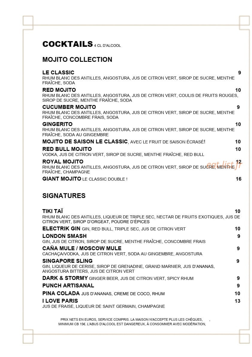 Café Blanc — carte page 8