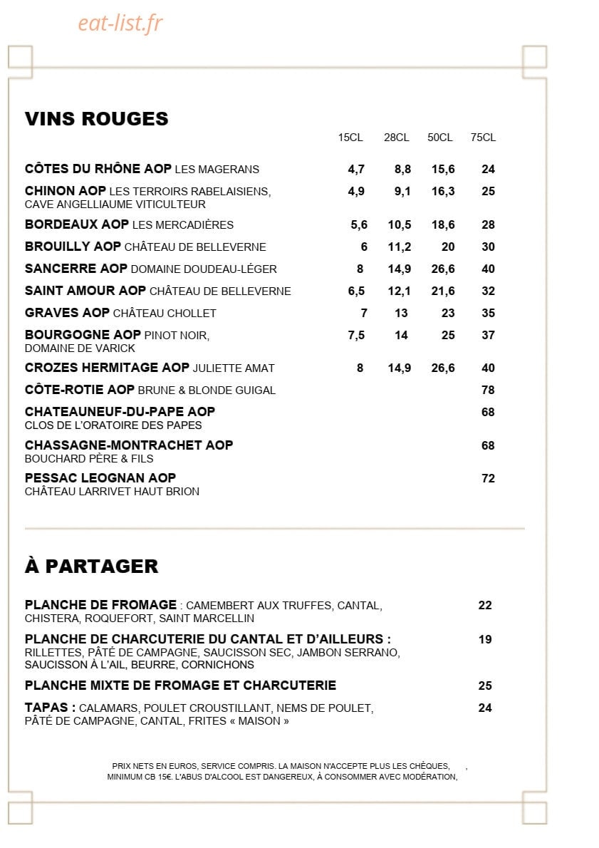 Café Blanc — carte page 11