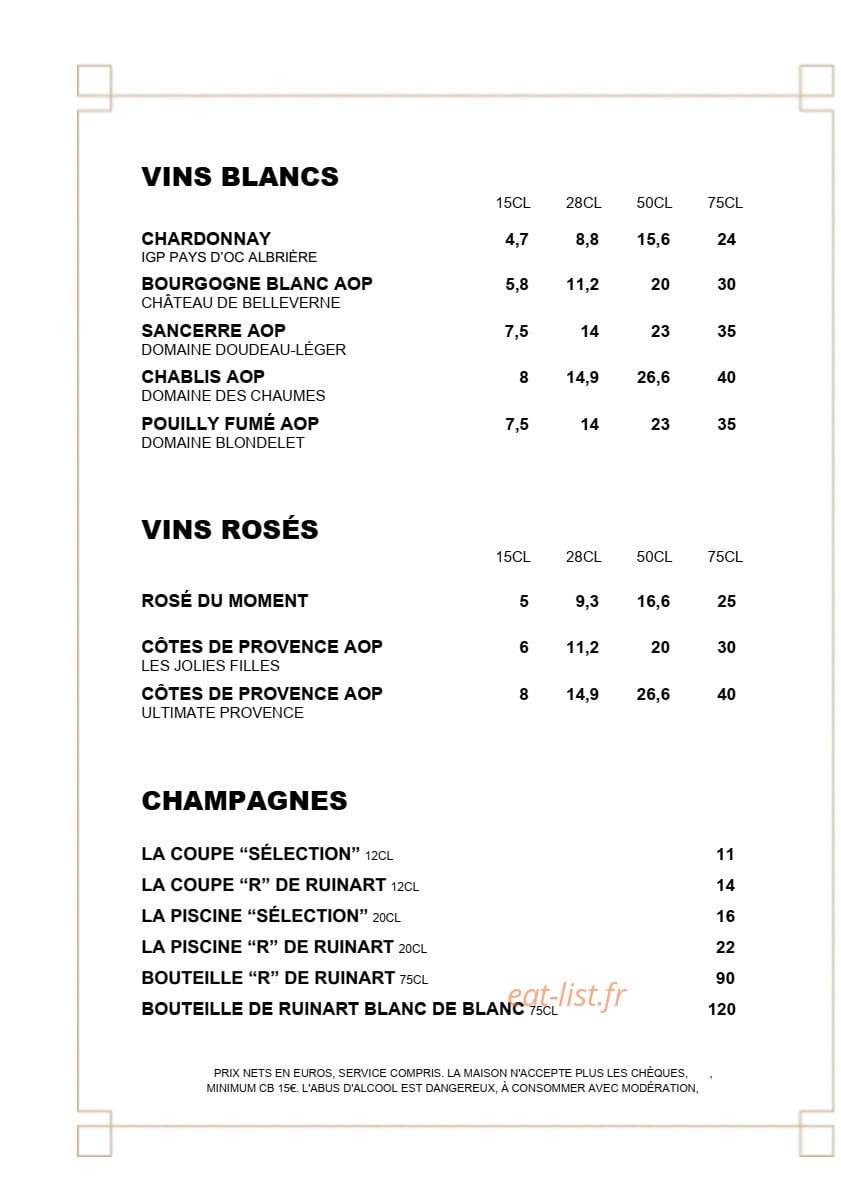 Café Blanc — carte page 10