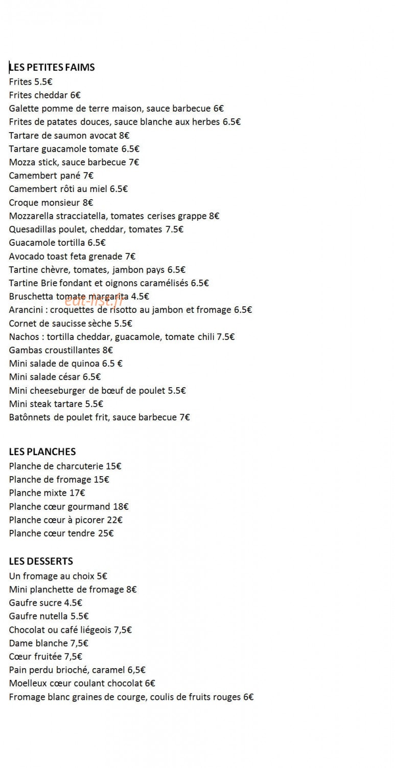 Café Coeur Couronne — carte page 1