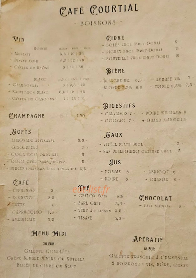 Café Courtial — carte page 2