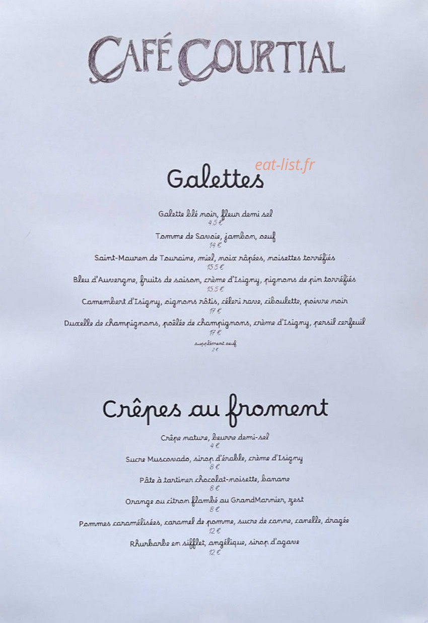 Café Courtial — carte page 1