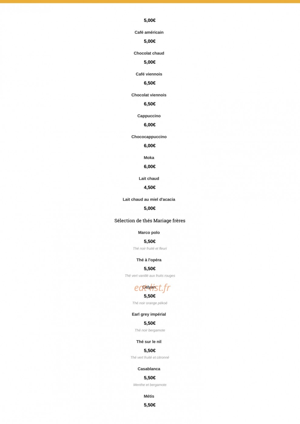 Café de Paris — carte page 12
