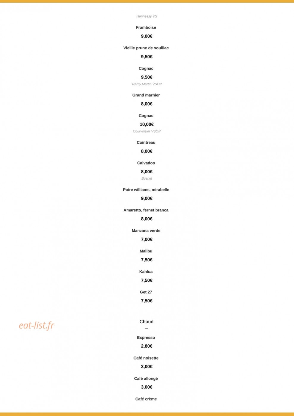Café de Paris — carte page 11