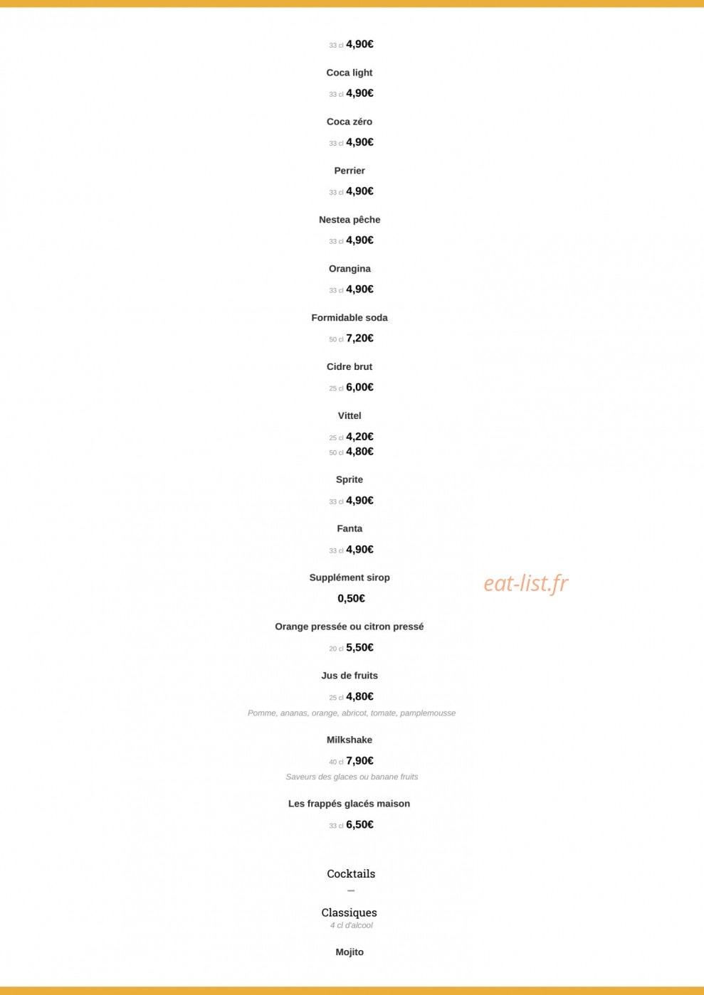 Café de Paris — carte page 8