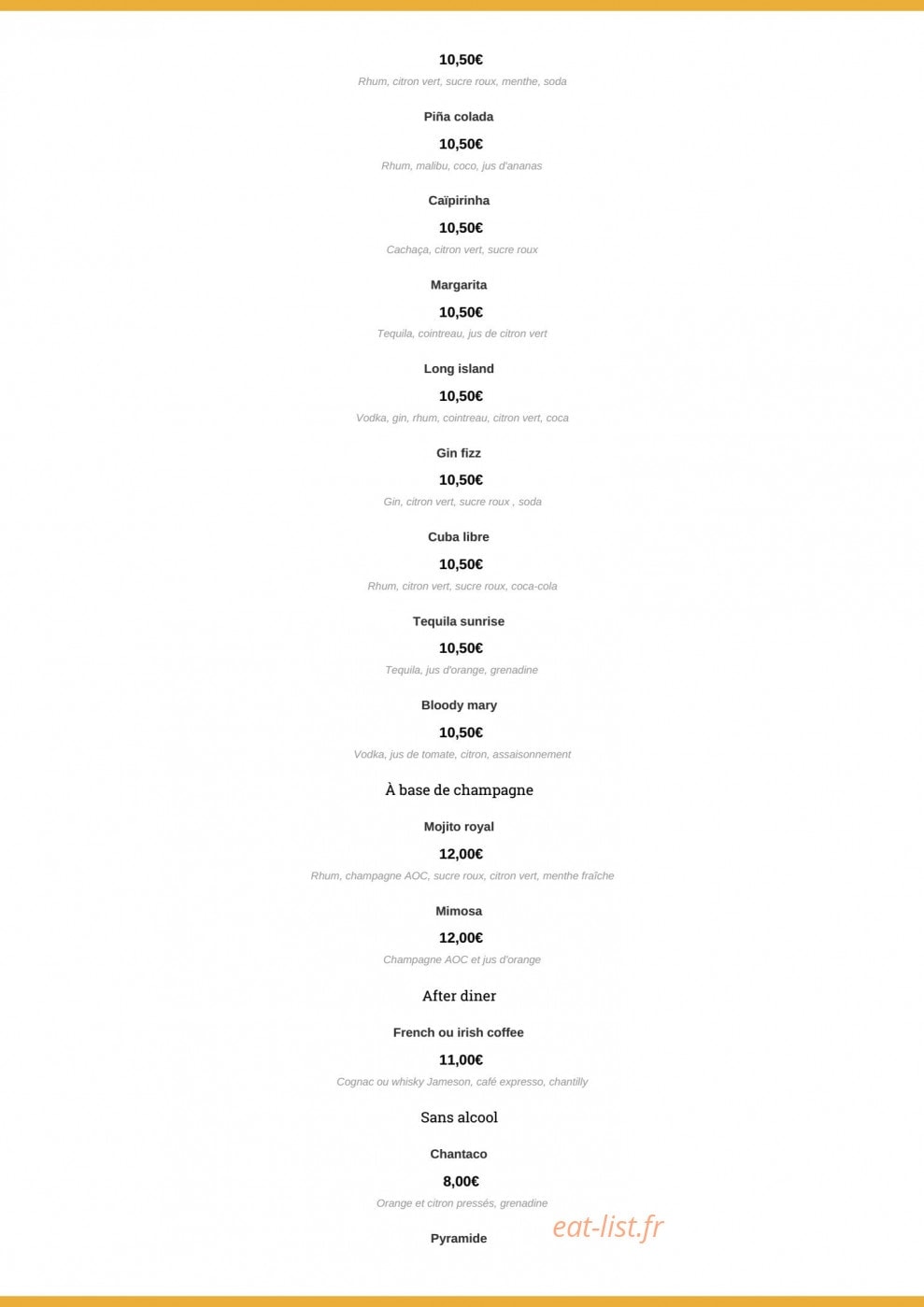 Café de Paris — carte page 9