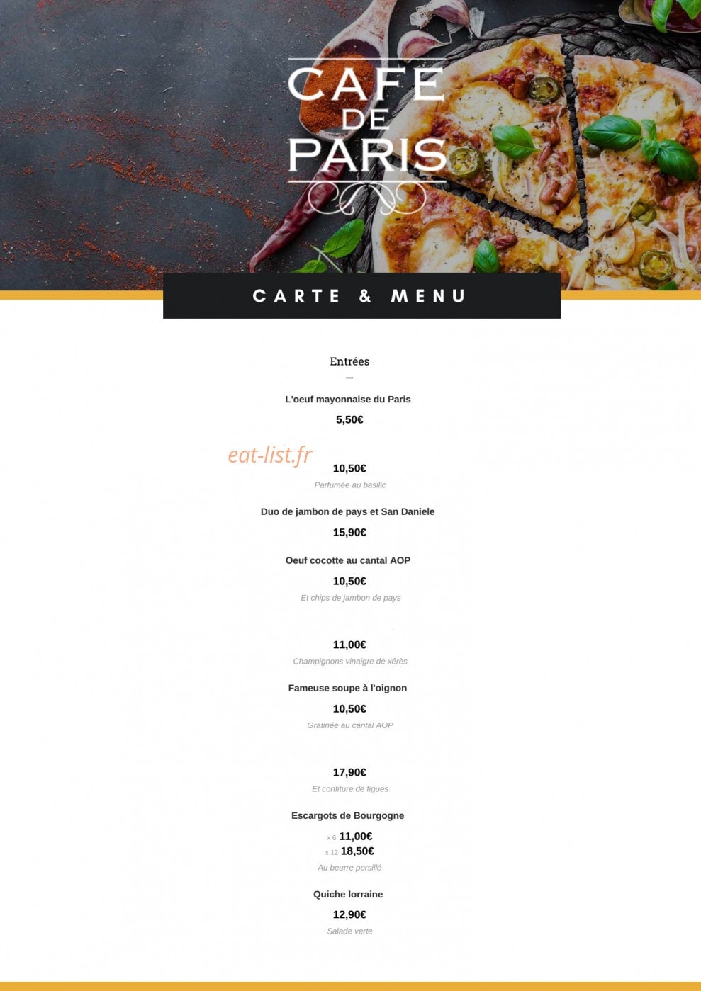 Café de Paris — carte page 1