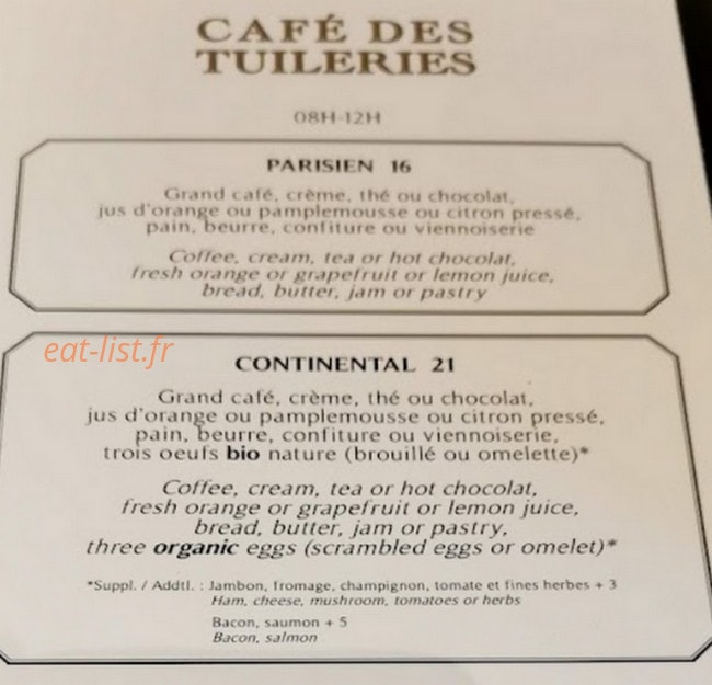 Café des Tuileries — carte page 6
