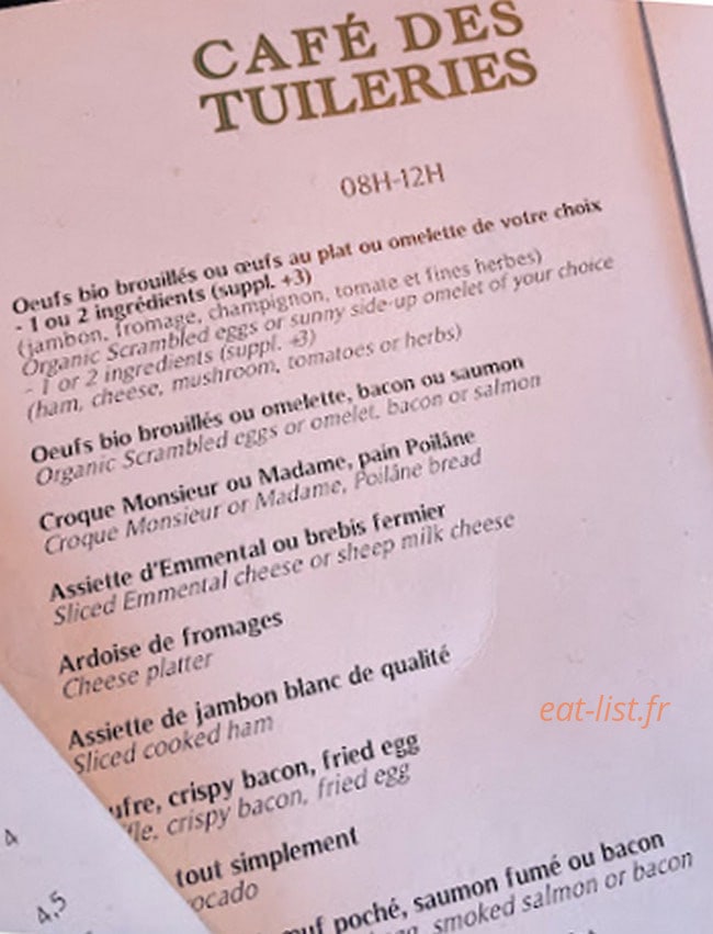 Café des Tuileries — carte page 1