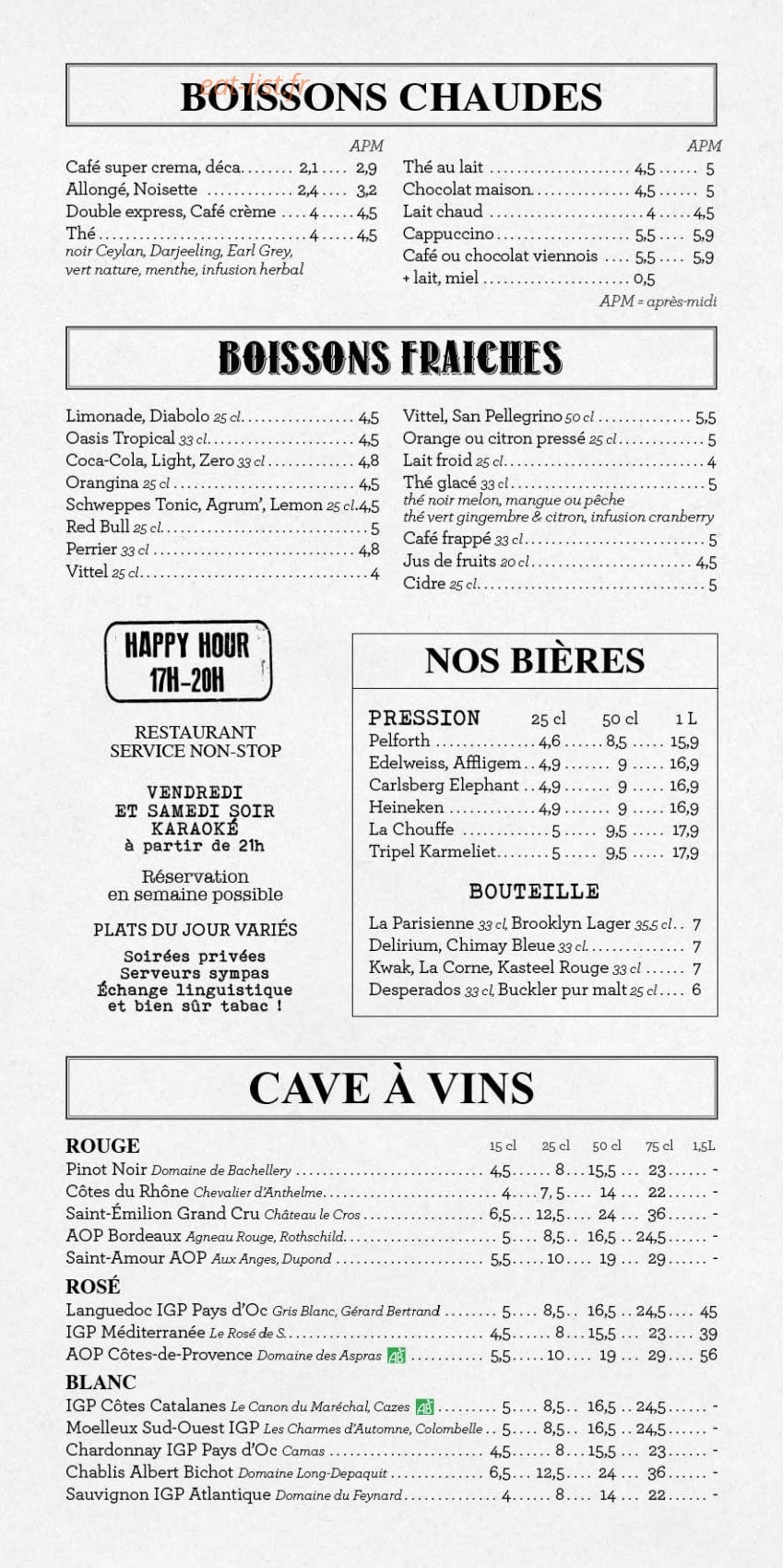 Café du Châtelet — carte page 2
