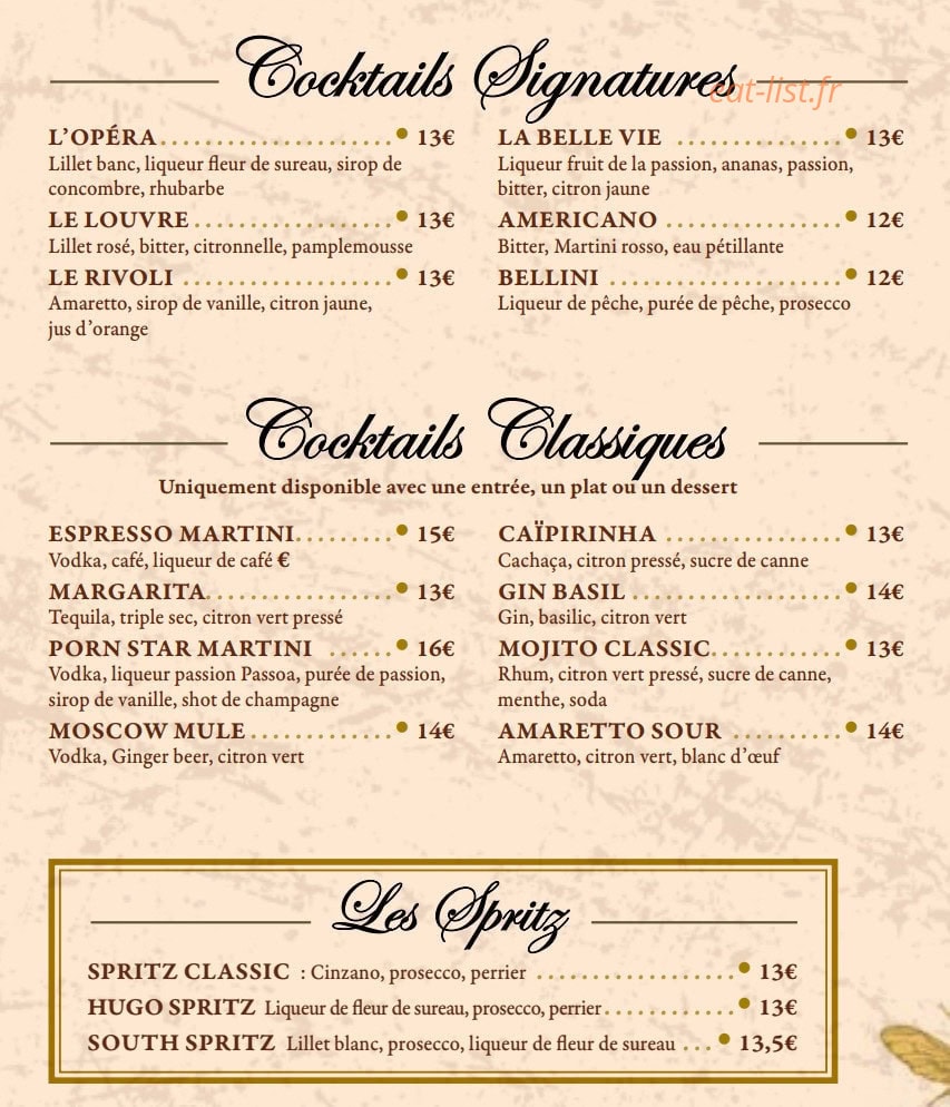 Café du Louvre — carte page 9