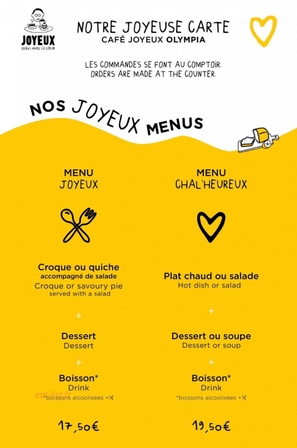 Café Joyeux — carte page 1