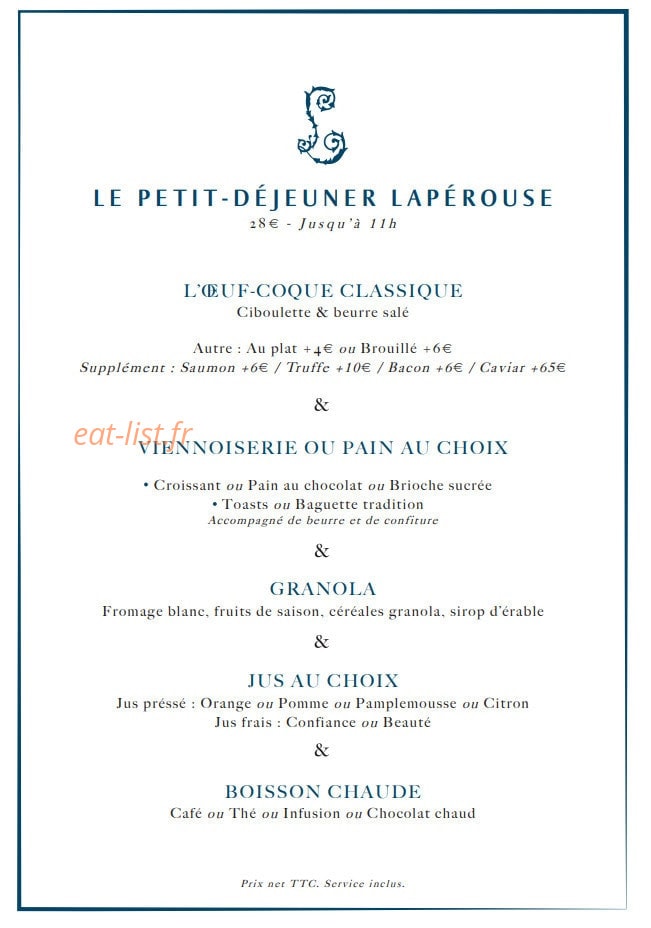 Café Lapérouse Concorde — carte page 2