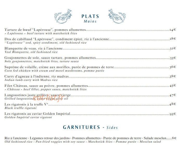 Café Lapérouse Concorde — carte page 6