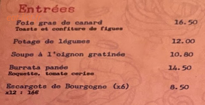Café Saint Honoré — carte page 1