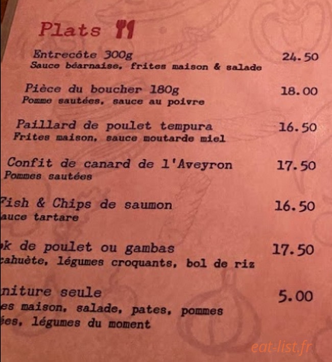 Café Saint Honoré — carte page 2
