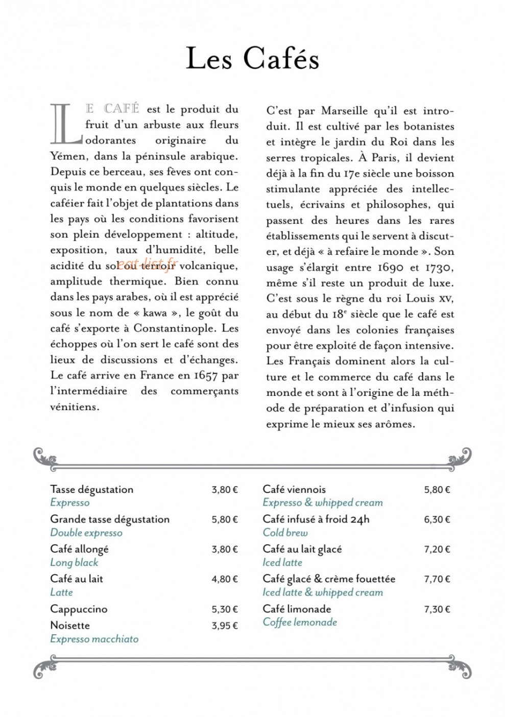 Cafés et Thés Verlet — carte page 8