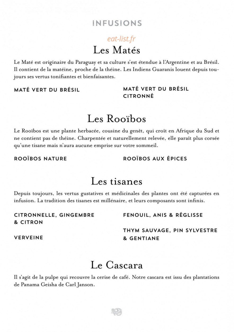 Cafés et Thés Verlet — carte page 21