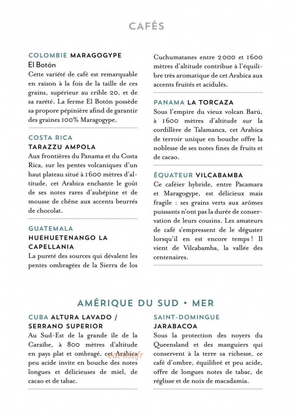 Cafés et Thés Verlet — carte page 12