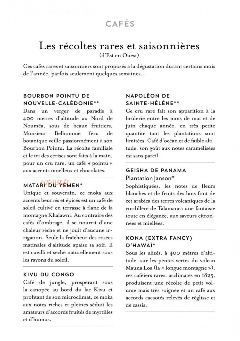 Cafés et Thés Verlet — carte page 14