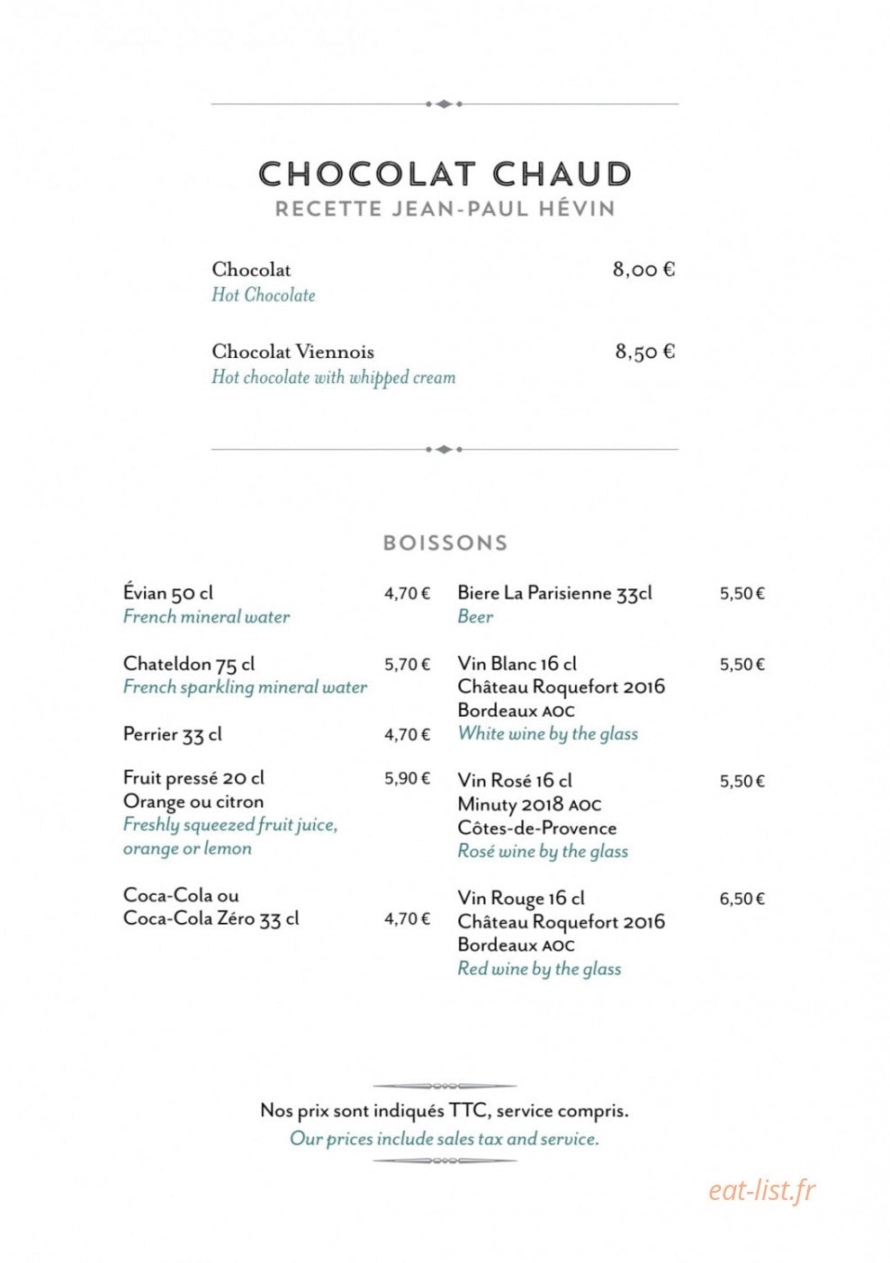 Cafés et Thés Verlet — carte page 7