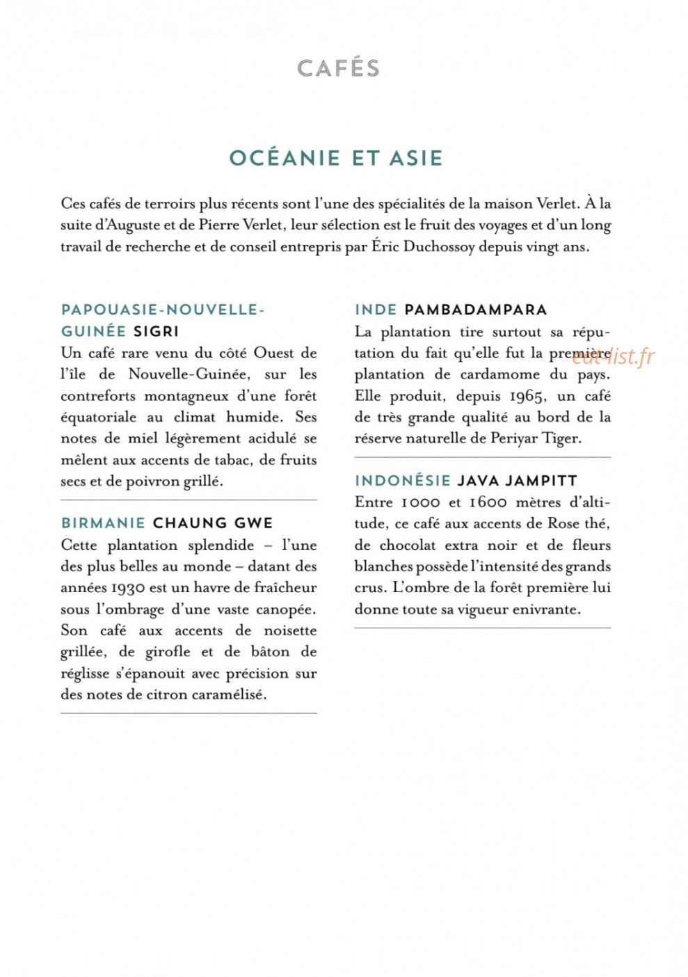 Cafés et Thés Verlet — carte page 13