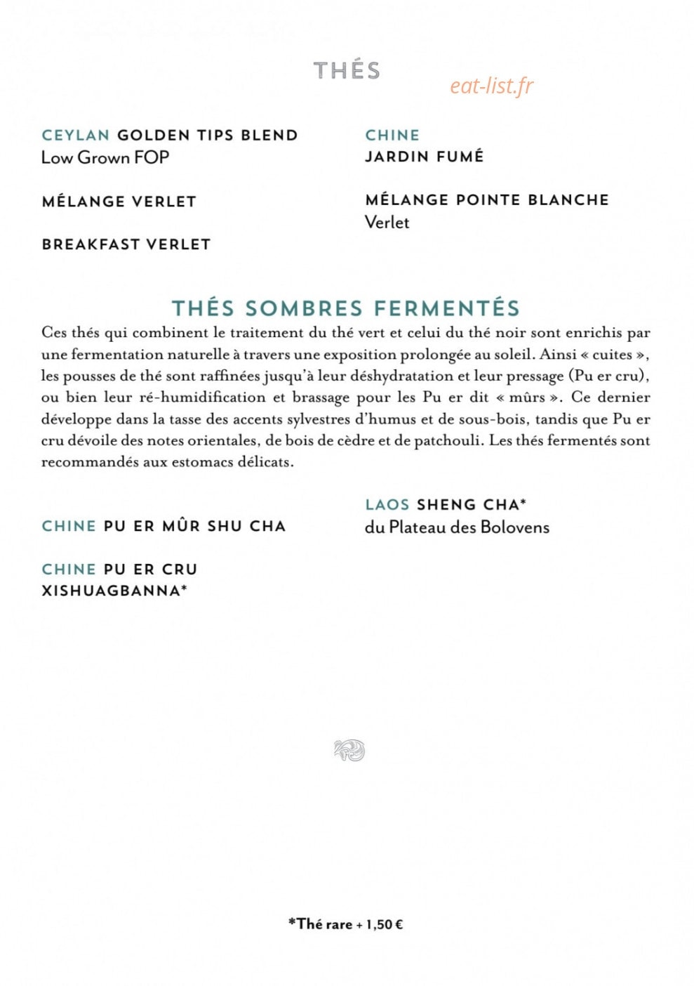 Cafés et Thés Verlet — carte page 19