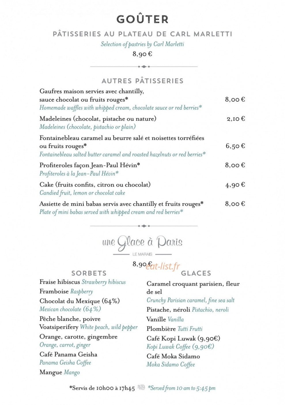 Cafés et Thés Verlet — carte page 6