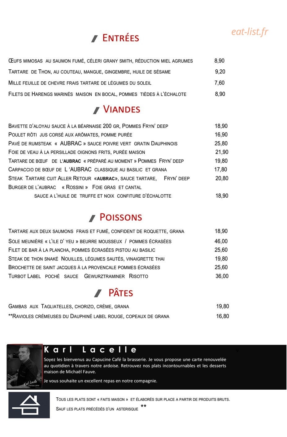 Capucine café — carte page 2