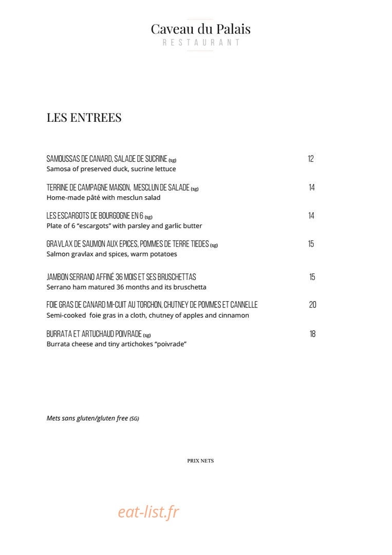 Caveau du Palais — carte page 1