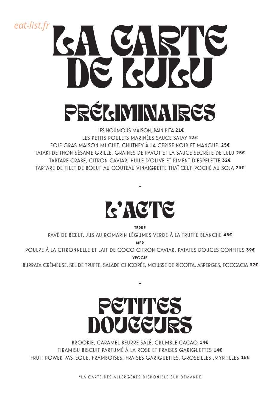 Chez Lulu — carte page 13